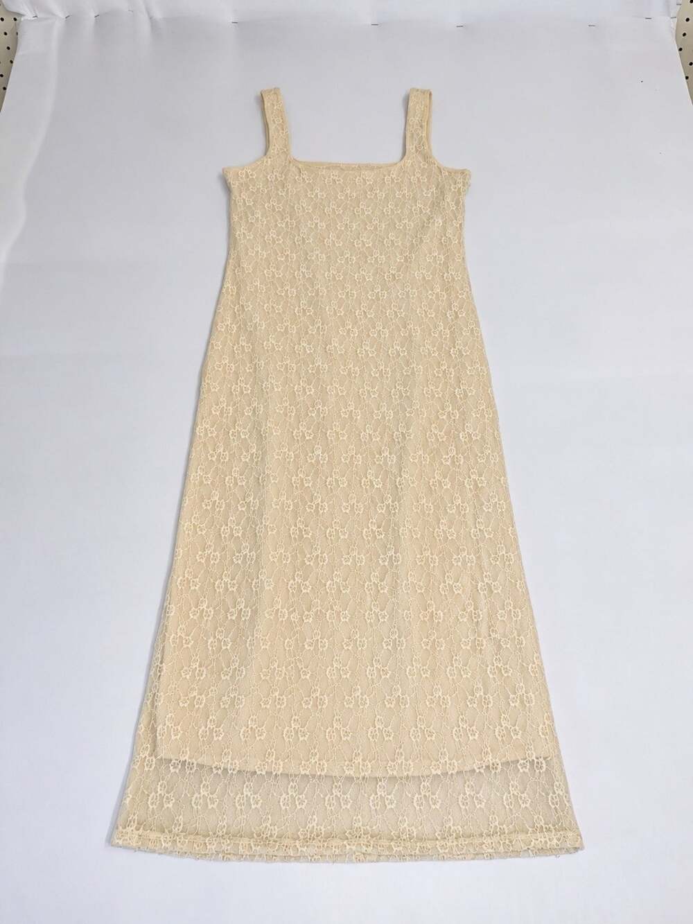 BP Women’s Medium Ivory Floral Lace Midi Dress Sleeveless Square Neck